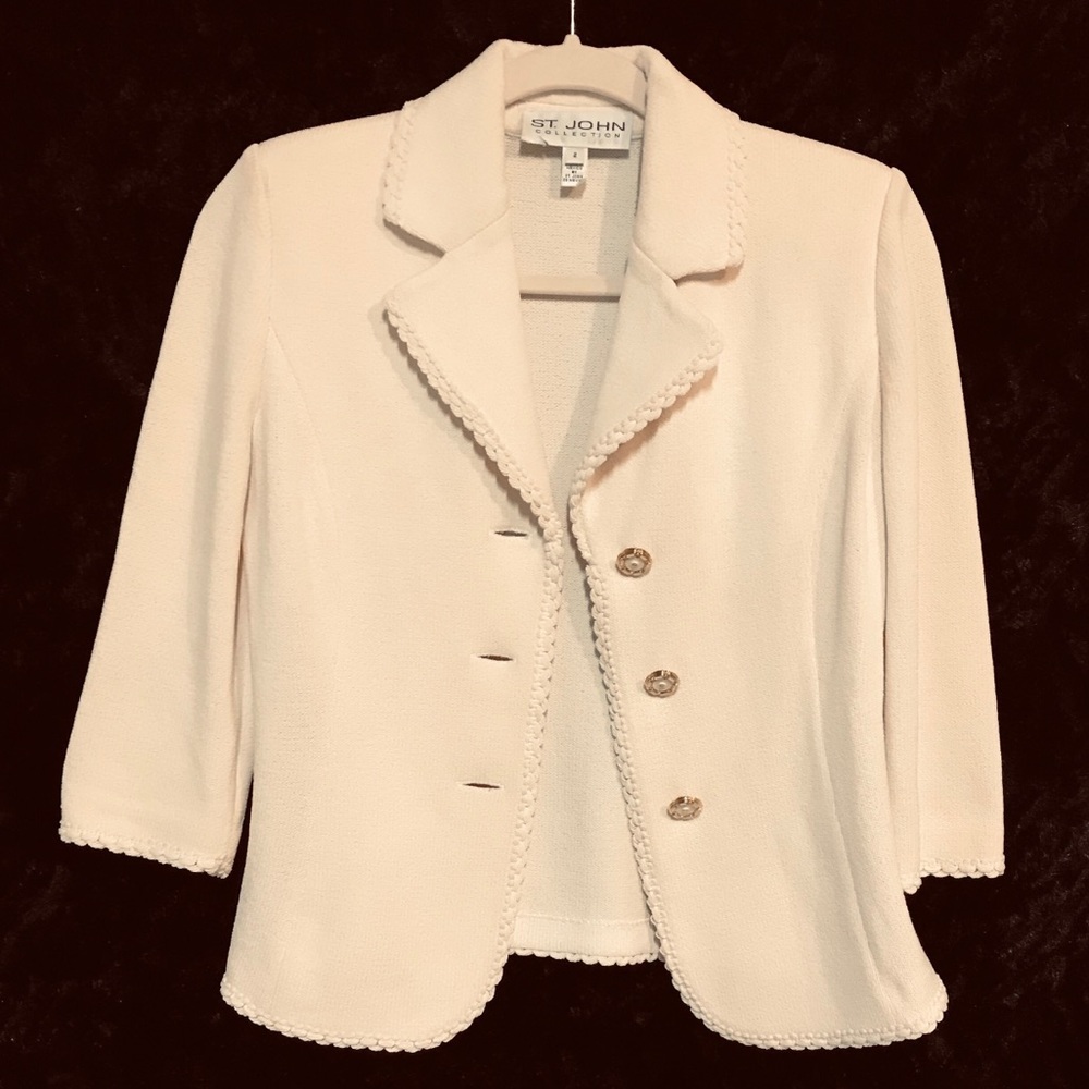 St. John Collection knit blazer sz 2 ivory